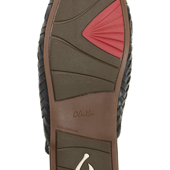 OLUKAI Mi'i Black Leather Mule Sandals Size 9 - Picture 9 of 10